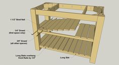 a wooden shelf with instructions to build it