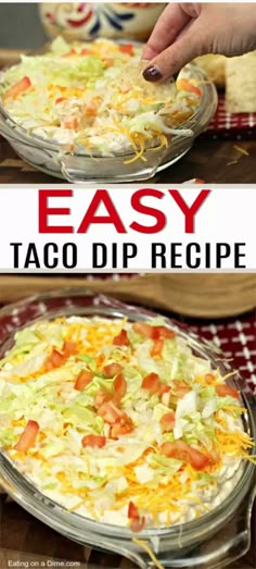 easy taco dip recipe with cheese and lettuce