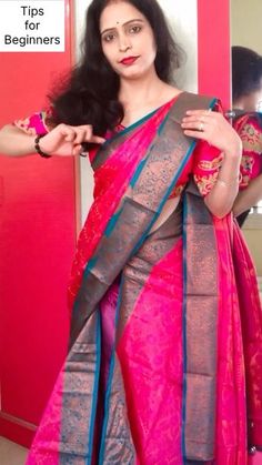 Silk Saree Designer Blouse, Silk Saree Draping Ideas, How To Saree Draping Styles, Latest Saree Blouse Designs 2024, Fancy Sarees Party Wear Chiffon, Silk Saree Colour Combinations, How To Drape A Saree, Saree Wearing Tips, Kanjivaram Saree Blouse Design