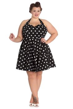 Hell Bunny Black Polka Dot Nicky Mini Pinup Dress Polka Dot Sleeveless Pinup Dress, Spring Black Pinup Dress, Spring Pinup Black Dress, Black Fitted Pinup Dress, Rockabilly Girls, Bunny Black, Polka Dot Mini Dress, 50s Outfits, Pinup Dress