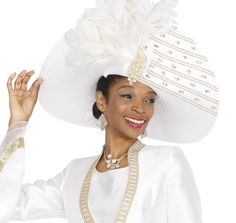 Elite Champagne h6153 white hat Church Hats African Americans, Women Church Outfits, Church Hats For Women, Special Occasion Hats, Church Suits And Hats, Knit Suits, Church Attire, Women Church Suits, Couture Hats