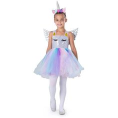 BE A UNICORN AMONG A HERD OF HORSES.
With this sparkly and cool unicorn dress, your little one is sure to be the center of attention.

UNICORN PARTY SET INCLUDES:
1x Dress
1x Unicorn Headband
1x Set of Wings

VERSATILE:
Great for Halloween stage, kids parties, or one-on-one play time year-round.

ADDITIONAL FEATURES:
Available in sizes small and medium.
Easy wash and dry
100% polyester
packages in a reusable bag for easy carry and storage. Unicorn Costume Kids, America Dress, Kids Costumes Girls, Unicorn Dress, Unicorn Costume, Unicorn Headband, Shop Dress, Birthday Girl Dress, Sparkly Dress