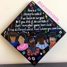 a decorated graduation cap that says, there's a chance to make it if we discuss on our goal