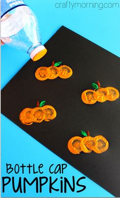 a bottle cap pumpkin craft for kids to make