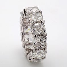 Ninacci Platinum 18.11 Carat Total Diamond Weight GIA Certified E-G/VVS1-VS2 Cushion-Cut Diamond Eternity Band - Size 7.0 Diamond Eternity Band, Everyday Elegance, Basket Set, Cushion Cut Diamonds, Confident Woman, Eternity Band Diamond, Diamond Eternity, Precious Gems, Eternity Band