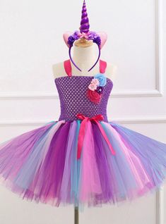 Unicorn tutu dress with soft silk like lining, protect your girl's skin, Upper-Body crochet 100% polyester, Strips Tulle 100% nylon Tutu Party, Girls Tulle Dress, 5 Girls, Sequin Appliques, Tutu Costumes, Blue Tulle, Tulle Tutu, Spring Sale, Girls Headbands