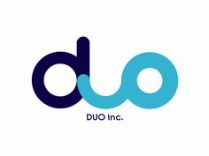 the logo for duo inc is shown in blue and black letters on a white background