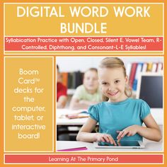 Help your students learn 3 of the syllable division rules (VC/CV, V/CV, and VC/V) and all 7 syllable types (open, closed, silent e, r-controlled, vowel team, diphthong, and consonant-l-e syllable types) with these digital phonics activities! This resource is also a part of the complete second grade digital phonics bundle.These activities will help you- Save tons of prep time (the games are all ready to play, no prep required!)- Quickly and easily differentiate word work by assigning different de Syllable Division Rules, Teaching Syllables, Decoding Multisyllabic Words, Inflectional Endings, Phonics Learning, Syllable Division, Closed Syllables, Syllable Types, V Words