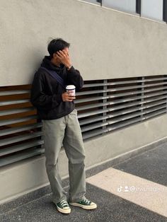 Decent Men Outfit, Converse Winter Outfit Men, Guys Jeans Outfit, Minimalist Masc Outfit, Black Sneakers Men Outfit, Mens Chuck Taylors Outfit, Wide Pants Mens Outfit, Chuck Taylor Low Outfit Men, Low Top Converse Outfit Men