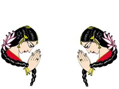 two women with their hands together in prayer