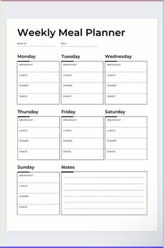 a printable meal planner for the week