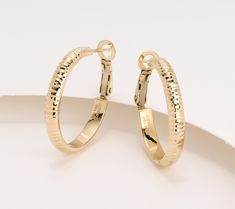 Whether your preference is smooth and polished or a textured diamond cut, these 14K gold hoops will bring an elegant, understated accent to your everyday ensembles. From Adorna. Round Design, Gold Hoops, Fine Jewellery Earrings, Diamond Cut, Gold Metal, Diamond Cuts, Jewelry Watches, Fine Jewelry, Jewelry Earrings