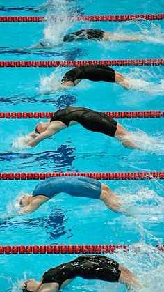 four swimmers are swimming in the pool