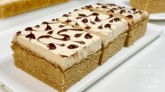 slices of cake sitting on top of a white plate