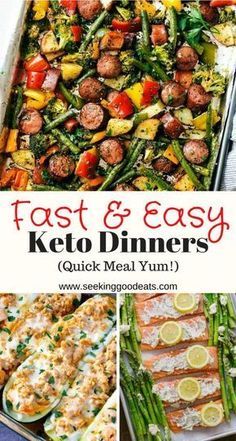 easy keto dinner with sausage, asparagus and broccoli