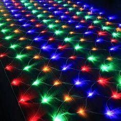 multicolored lights are arranged on the ground