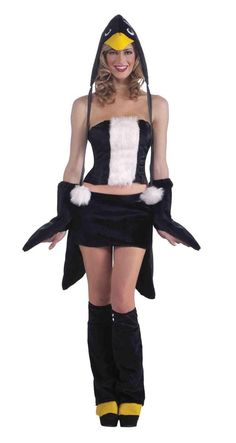 a woman dressed in a penguin costume