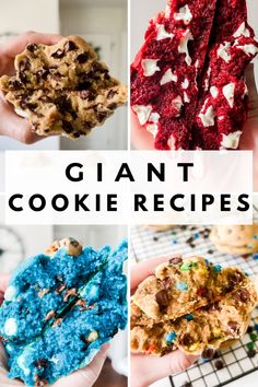 several different types of cookies with the words giant cookie recipes