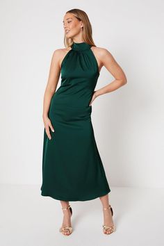 Discover a dress for all occasions and reach for it on repeat. With delicate lace trims, feminine prints and flattering silhouettes, find your perfect style to take you from day to night. From versatile midis to maxi and mini lengths, your perfect dress is only a click away. Style: Satin Halter Neck Midi Dress.  Ideal for: Bridesmaids.  Model wears size UK 10 and is 5' 9" tall. Feminine Prints, Halter Neck Midi Dress, Dresses Satin, Oasis Dress, Maxi Bridesmaid Dresses, Oasis Fashion, Lace Trims, Dress Satin, Perfect Style