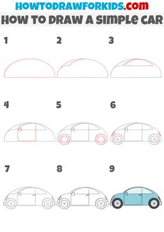 how to draw a simple car for kids in easy steps step by step drawing instructions