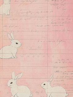 an old paper with some drawings of rabbits on it