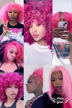 The best aesthetic pink hair colors in one image, I made this collage using the PhotoGrid App to inspire me to always wear pink. #photogridapp #photocollage #pink #pinkhair Aesthetic Pink Hair, Short Dyed Hair, The Best Aesthetic, Video Collage, Best Aesthetic, Loc Hairstyles, Frontal Wig Hairstyles