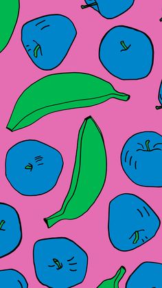 blue and green fruit on a pink background