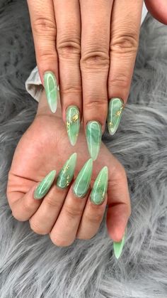 Jade Nails, Mint Nails, Green Nail Art, Green Nail Designs, Nails Green, Green Nail, Modern Nails