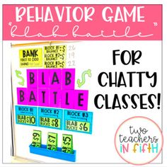 the behavior game for blaab battle classes is shown in pink and blue with black numbers