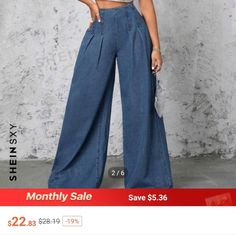 Brand New, Hugs Your Hips And Looks Incredible. Price Is For Each One. Light Blue, Dark Blue, And Faded Gray Shein Jeans, Jeans Color, Blue Dark, One Light, Colored Jeans, Flare Jeans, Leg Jeans, Dark Blue, Wide Leg