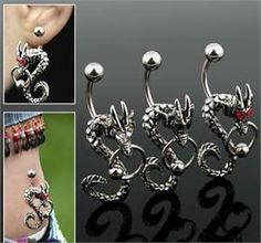 Gem Eyes, Dragon Serpent, Clear Eyes, Navel Ring, Navel Piercing, Belly Piercing, Belly Button Ring, Belly Button Piercing