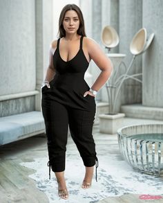 Body-Hugging Bodysuit with Adaptive Support Black Stretch Jumpsuits And Rompers With Pockets, Black Stretch Jumpsuit With Pockets, Shaping Bodysuit, House Of Beauty, Women Figure, Pant Length, Body Sculpting, Black Bodysuit, Curvy Fashion