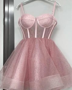 A-line Corset Sparkly Mini Homecoming Dresses – etyou Strawberry Skirt, Dress Puffy Sleeves, Pink Cottagecore, Chic Evening Dress, Sheer Corset, Sparkly Mini Dress, Mini Homecoming Dresses, Gowns Dresses Elegant, Corset Dress Prom