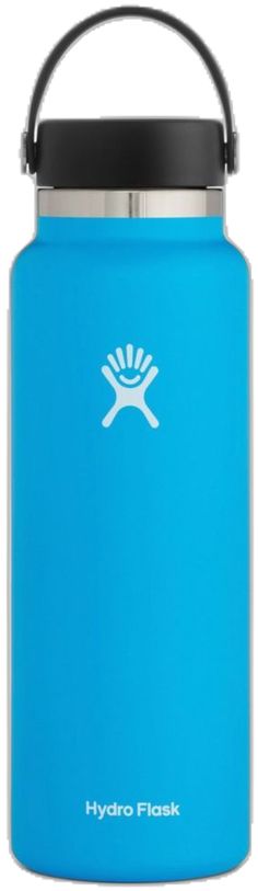 the hydro flask water bottle is shown in blue