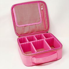 The perfect make up organizer! It has many little sections and pouches to keep everything organized. Handy size to carry around and travel with. Little dividers in the bottom case are removable for your need to resize the space. Solid Pink color one has high quality Nylon fabric outerior adds luxurious look and pink heart zipper pulls add some extra charm! Pink Gingham one is custom printed on textured faux leather material and has pink heart zipper pulls! Dimension: 10.2" x 9.4" x 3.7" Pink Cosmetics, Jewelry Roll, Make Up Organiser, Makeup Game, Everyday Gifts, Hair Setting, Glam Girl, Pink Gingham, Perfect Makeup