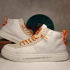 These White And Orange Vinson High-Top Sneakers Have Never Been Worn. They Come With The Original Box. Originally Purchased In 2018. Mens High Top Sneakers, Men's High Top Sneakers, White And Orange, Mens High Tops, Shoes Brand, Orange White, Mens Shoes Sneakers, Shoe Brands, High Top