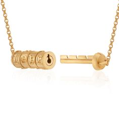 The centerpiece of the new Lock Stories Collection is a 14k, three-sided combination lock on an 18" belcher chain with each side of the lock representing the same sentiment in a different language - the Roman alphabet, Victorian symbols, and Braille (which was also created during the Victorian era). When the letters and symbols are lined up to reveal the secret message, the lock will open; the secret messages scrambled secure the lock on the wearer's neck. The LOVE lock has four symbols all of w Roman Alphabet, Delicate Layered Necklace, Kinetic Jewelry, Lady Lovely Locks, Jewelry Knowledge, Lock Jewelry, Formal Jewelry, The Victorian Era, Love Lock