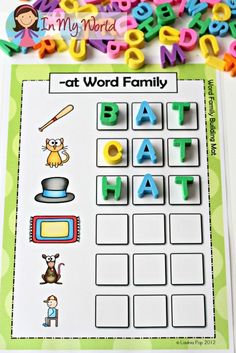 Kindergarten Intervention, At Word Family, Reading Preschool, Oppgaver For Barn, Word Building Activities, Word Family Activities, Cvc Word Activities, Kindergarten Language Arts