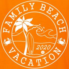 the family beach vacation logo on an orange background