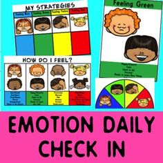 emotions and feelings cards with the text emotion daily check in