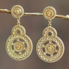 Gold vermeil filigree earrings, 'Love Goes Around' - Andean Gold Vermeil Filigree Earrings Crafted by Hand White Opal Earrings, Hammered Hoop Earrings, Tourmaline Earrings, Silver Post Earrings, Tiny Stud Earrings, Filigree Earrings, Birthstone Gifts, Earring Crafts, Rose Gold Jewelry