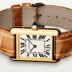 Cartier TANK LOUIS CARTIER WATCH - W1529856 Tank Louis Cartier, Cartier Tank Louis, Rectangular Face, Beaded Crown, Bijoux Art Nouveau, Tank Watch, Sapphire Cabochon, Alligator Skin, Cartier Tank