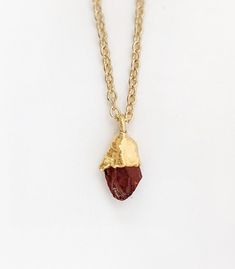 Gold Boho Necklace, Red Stone Necklace, January Birthstone Necklace, Raw Garnet, Boho Soul, Raw Stone Necklace, Small Necklace, Raw Crystal Necklace, Gold Long Necklace