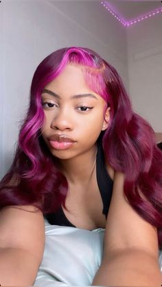 Side Shaved Hair, Inner Wave, Purple Red Hair, Red Hair Hairstyles, Hairstyles For Black Ladies, Side Shaved, Waves Hairstyle, Quick Weave Hairstyles