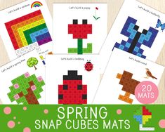 four spring snap cubes mats with the text spring snap cubes mats on them