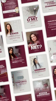 a series of brochures with images of women in different colors and sizes on them