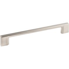 a stainless steel cabinet handle on a white background