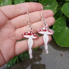 Mushroom With Legs Earrings Mushroom Stuff, Jewelry Mushroom, Lesbian Earrings, Peach Earrings, Gold Bead Earrings, Malachite Earrings, Carnelian Earrings, Mushroom Earrings, Cactus Earrings