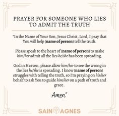 a prayer for someone who lies to admit the truth in front of them, with an image of jesus on it