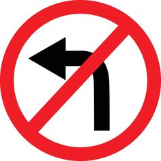 a no right turn sign with an arrow in the center